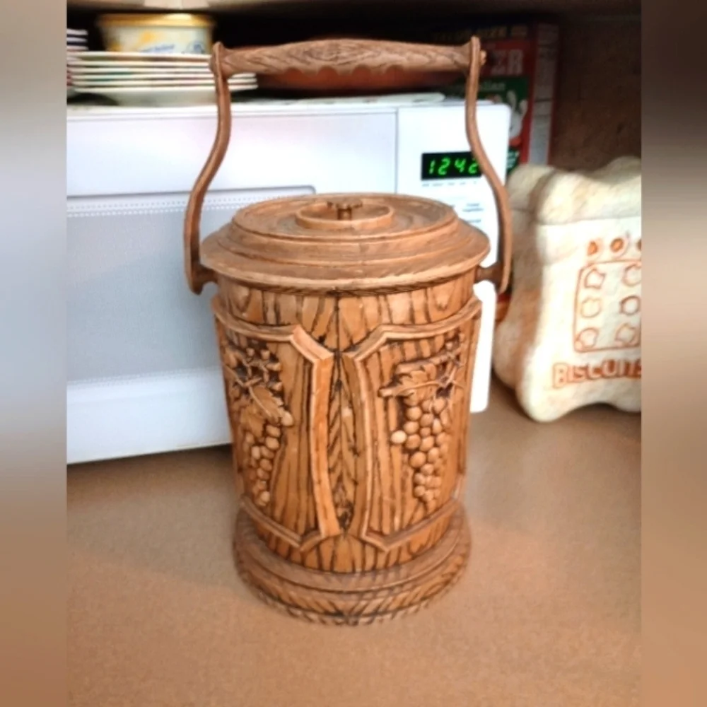 Vintage Plastic Faux Wood Ice Bucket